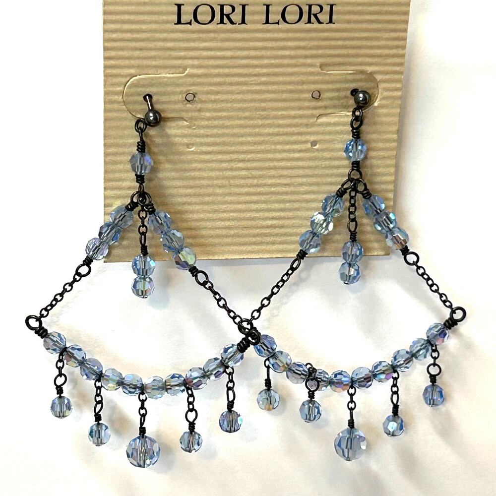 Lori Lori Swarovski Blue Crystal Chandelier Post Earrings